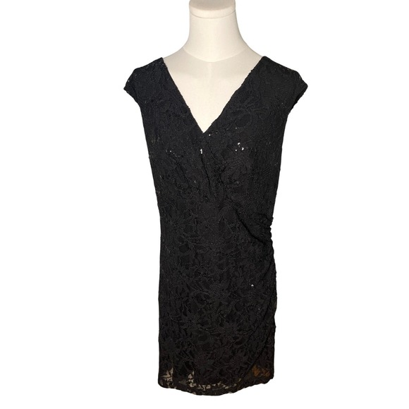 Lauren Ralph Lauren Dresses & Skirts - Black Lace Sequin Ruched Sheath Cocktail Evening Dress‎ Lauren Ralph Lauren 16W